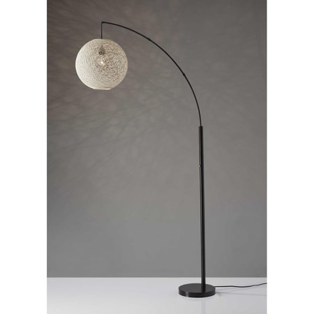 HOMEROOTS Floor Lamp with Bronze Metal Arc & Groovy Rattan String Ball Shade HO382743